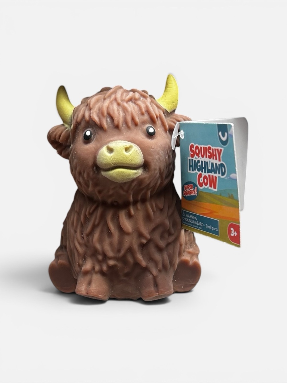 Keycraft NWT Highland Cow Squishy Toy 4" Dark Brown Sensory Fidget